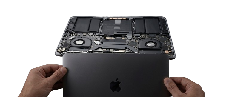 MacBook abierto para diagnóstico y reparación
