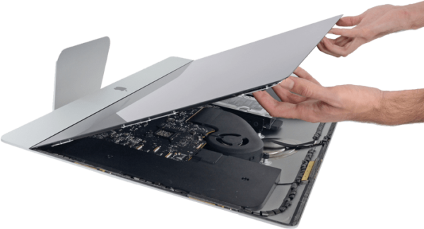 iMac abierto para diagnóstico de lentitud y upgrade SSD