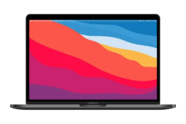 MacBook abierto con una pantalla de colores intensos