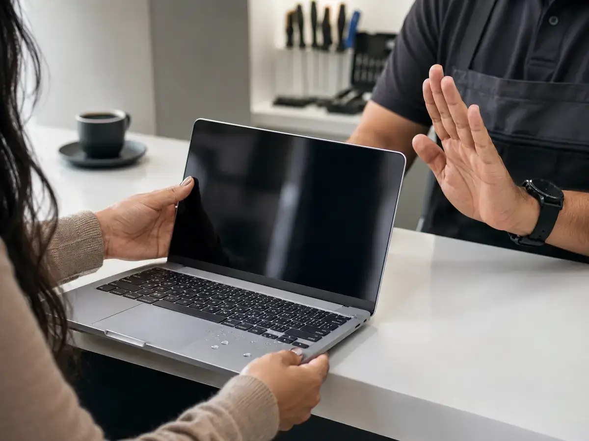 Evaluación de un MacBook afectado por líquido